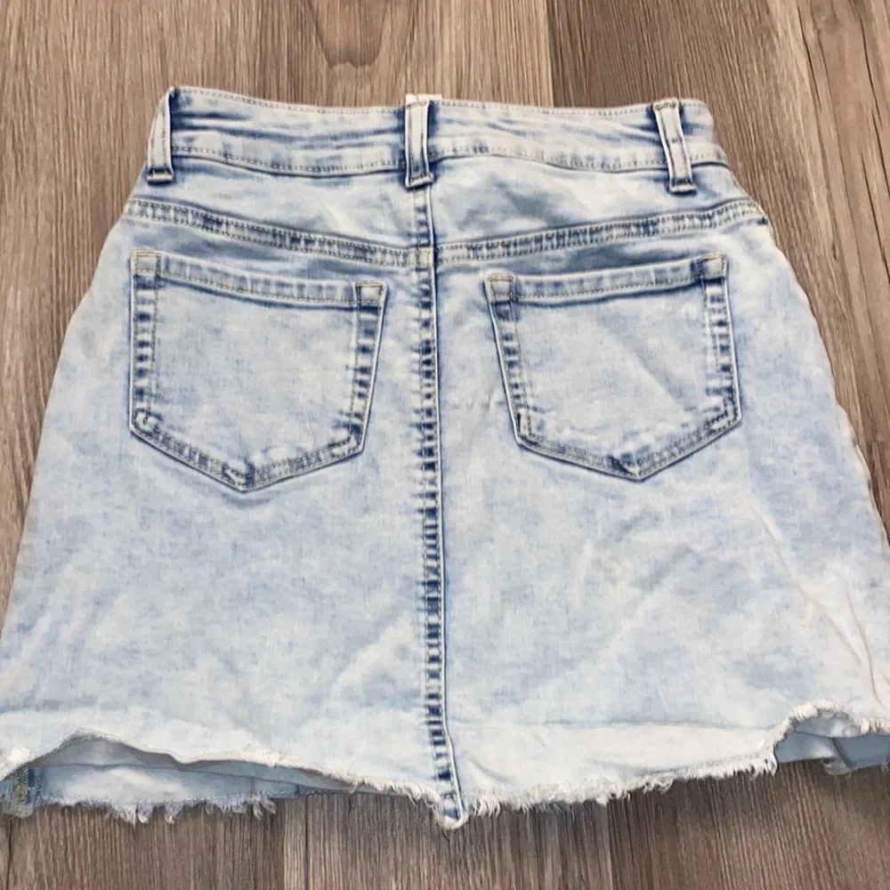 Justice Light Wash Denim Skirt with Distressed Pockets